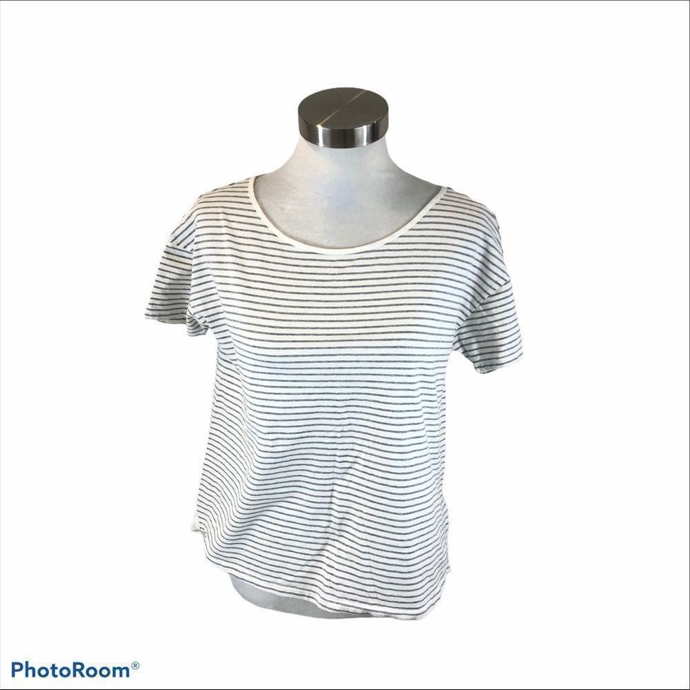 Modcloth White and Black Striped Short Sleeve Tee